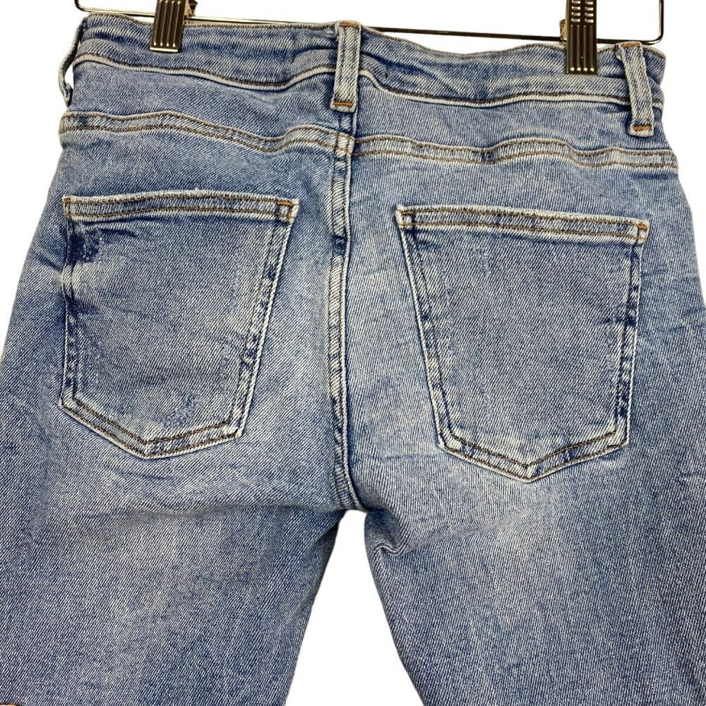 ZARA High Rise Skinny Jeans Light Wash Raw Hem Distressed Stretch Size 6‎ - Picture 9 of 11